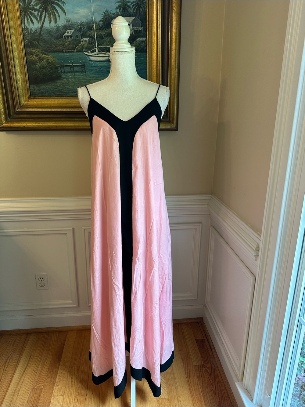 COMMENSE Pink Black Kaftan Slip Dress NWT - Picture 2 of 9